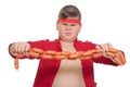 Fat bad boy with sausage Royalty Free Stock Photo