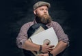 A man holds vinyl records. Royalty Free Stock Photo