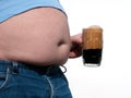 Fat Beer Belly and dark ale Royalty Free Stock Photo