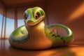 fat big colorful snake cartoon illustration generative ai