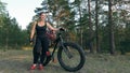 Fat bike also called fatbike or fat-tire bike in summer riding in the forest Royalty Free Stock Photo