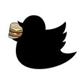 Fat bird eating burger