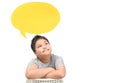 Fat boy thinking with with speech bubble isolated Royalty Free Stock Photo