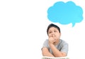 Fat boy thinking with with speech bubble isolated Royalty Free Stock Photo