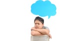 Fat boy thinking with with speech bubble isolated Royalty Free Stock Photo