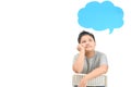 Fat boy thinking with with speech bubble isolated Royalty Free Stock Photo