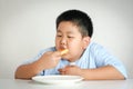 The Fat Boy Too much weight Eat pizza Royalty Free Stock Photo