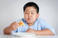 The Fat Boy Too much weight Eat pizza Royalty Free Stock Photo