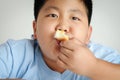 The Fat Boy Too much weight Eat pizza Royalty Free Stock Photo