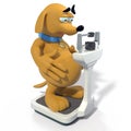 Fat Brown dog on scale Royalty Free Stock Photo