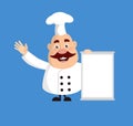 Fat Cartoon Chef blank banner Flat Vector Illustration Design