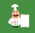 Fat Cartoon Chef blank banner Flat Vector Illustration Design