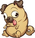 Fat cartoon pug looking down Royalty Free Stock Photo