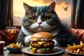 The fat cat is a glutton and eats a lot of junk food.