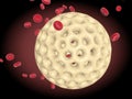 Fat cell against a background of blood cells. Raster Royalty Free Stock Photo