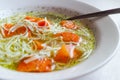 Chicken broth with carrot and dill. Traditional polish soup Royalty Free Stock Photo