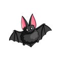 Fat cute black horror bat, smiling animal