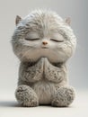 Fat cute fluffy cat with a belly, funny facial expressions, exaggerated action praying Royalty Free Stock Photo