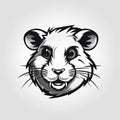 Fat cute hamster, logo, monochrome drawing, hamster Icon, lemming symbol, pet portrait, mouse pictogram,