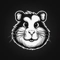 Fat cute hamster, logo, monochrome drawing, hamster Icon, lemming symbol, pet portrait, mouse pictogram,