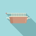 Fat deep fryer icon flat vector. Fry basket