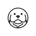Fat dog cute with circle line logo design, vector graphic symbol icon illustration creative idea Royalty Free Stock Photo