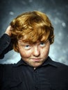 Fat freckled boy portrait Royalty Free Stock Photo