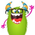 Fat and funny cartoon monster wearing eyeglases