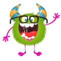 Fat and funny cartoon monster wearing eyeglases