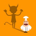 Fat Funny Chef - Devil person Standing with Fake Smile Royalty Free Stock Photo
