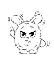 Fat funny hare warns. Cheerful wild animal. A comical character. Sketch sketch. Hand drawing isolated on white