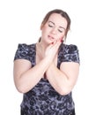 Fat girl with pain, toothache Royalty Free Stock Photo