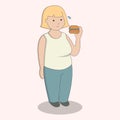 Fat girl with sandwich.