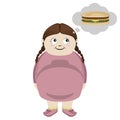 Fat girl thinking of a cheese burger Royalty Free Stock Photo