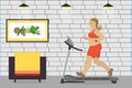 Fat girl on a treadmill,fitness club Royalty Free Stock Photo