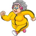 Fat Grandmother Cartoon Character Jogging