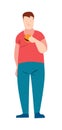 Fat guy eating burger vector illustration Royalty Free Stock Photo