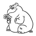 Fat hippo looking small flower postcard illustration isolated image coloring cartoon