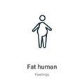 Fat human outline vector icon. Thin line black fat human icon, flat vector simple element illustration from editable feelings Royalty Free Stock Photo