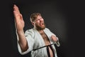 Fat karate fighter Royalty Free Stock Photo