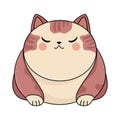 Fat kawaii cat icon. Flat illustration haughty, dismissive cat