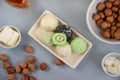 Fat keto peanut butter, cheesecake, matcha coconut balls . keto protein balls and matcha tea recipes ingredients. it