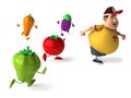 Fat kid and vegetables Royalty Free Stock Photo