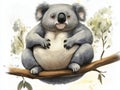 Fat koala sitting on a sturdy branch Royalty Free Stock Photo