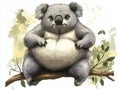 Fat koala sitting on a sturdy branch Royalty Free Stock Photo