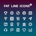 Fat Line Icons set 3 Royalty Free Stock Photo