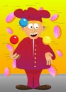 Chef in uniform as a juggler. Royalty Free Stock Photo