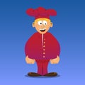 Fat male cartoon chef in uniform standing. Royalty Free Stock Photo