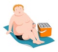 Fat man on the beach Royalty Free Stock Photo