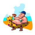 Fat man on the beach Royalty Free Stock Photo